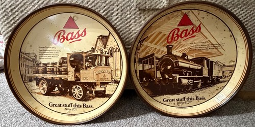 Vintage bass beer trays - trays, x2