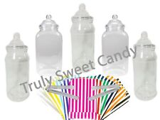 5 x 1L Mixed Plastic Sweet Jars 2 tongs 50 bags Candy Buffet Party Wedding Bday