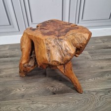 Organic Rustic Natural Tree Root Side Table - Live Edge - Solid Wood Trunk