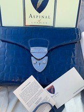 ASPINAL OF LONDON LADIES SHOUDER BAG LEATHER BLUE CROC