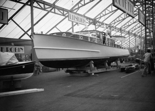 Modern speedboat stored - a,