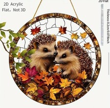 Hedgehog Design Sun Catcher : Hanging Window Plaque Ornament Home Decor Gift