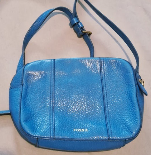 Fossil blue leather crossbody - blue,