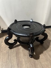 Large Oriental Chinese Planter / Fish Bowl Wooden Stand, Fits 11” Pot, 9” Tall