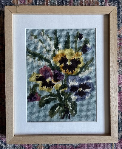 Framed needlepoint picture - needlepoint,