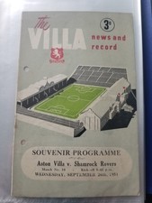 Rare Shamrock Rovers V Aston Villa 1951 Friendly programme Villa Park.