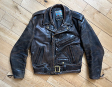 Beautiful aged Aero Black vintage horse hide leather bike jacket - '42' M/L size