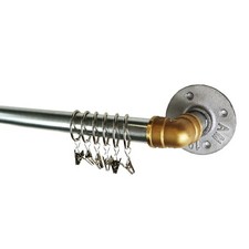 Industrial Curtain Rail/Pole - Silver & Brass Pipe Fittings, steampunk, vintage!