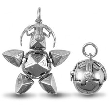 New 925 Sterling Silver Masonic Opening Eastern Star Orb Cross Ball Pend Charm