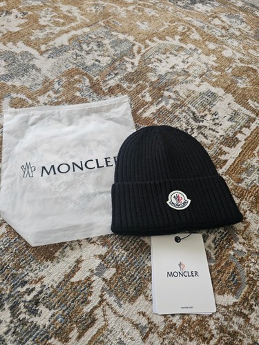 Moncler black wool knit beanie - moncler,