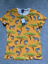 Villervalla Womens Adult Organic Cotton Zebra Scandi T-shirt Top Medium BNWT