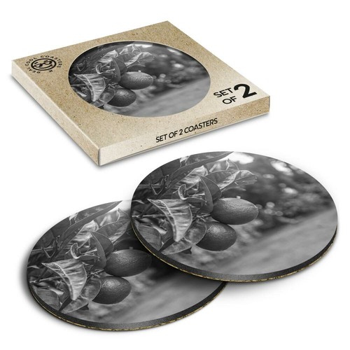 Boxed round coasters bw - boxed,