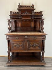 Sideboard Antique French Walnut Marble Cabinet Cupboard Display LOT 3576