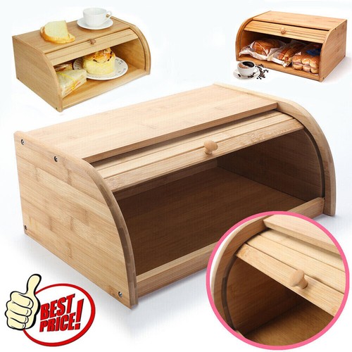 Bamboo wooden bread box - bamboo,