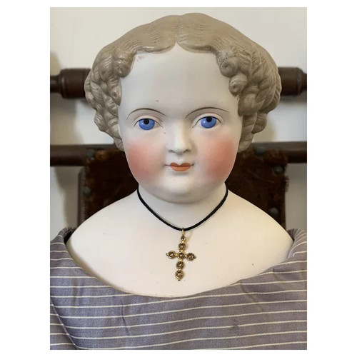 Parian shoulder head doll - a,