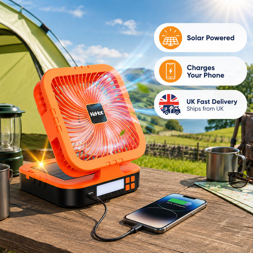 Camping fans with solar panel - with,