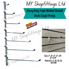 TRIPLE WELDED SINGLE PRONG HOOK SLATWALL HOOKS ACCESSORY SHOP DISPLAY