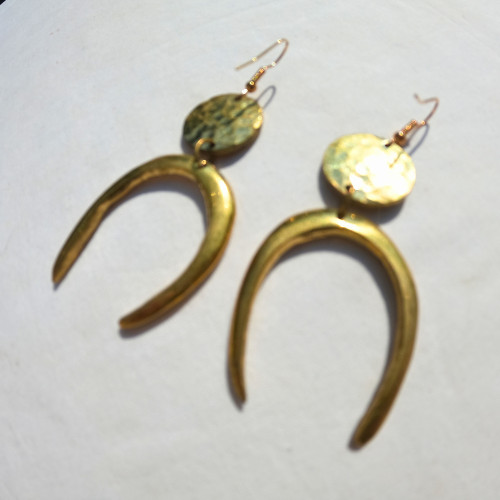 African brass horseshoe dangle - brass,