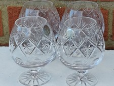 4 Georgian Crystal Tutbury Brandy Balloon Glasses, Cognac Snifters, 2 VGC 2 New