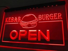 OPEN Kebab Burger Cafe Fast Food LED Neon Light Sign Home Personalised
