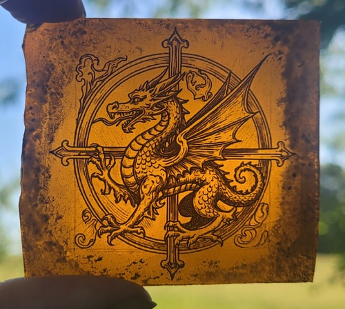 Stained glass dragon - dragon, vintage