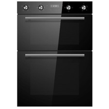 Cookology Double Electric Oven 60cm Built-In 107L Timer & Fan - Black CDO900BK