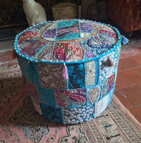 Indian ottoman pouf round - ottoman,