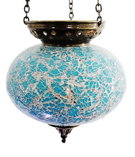 Crushed Glass Large Turkish Moroccan Mosaic Hanging Candle Holder Hand Made Lamp