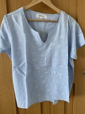 Quba Sails Women's Pale Blue Top Size 18 Lighthouse Pattern