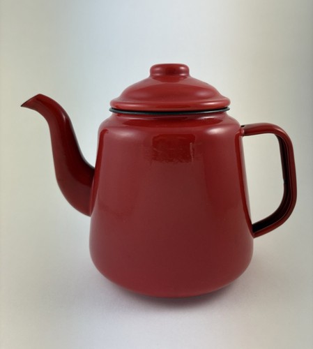 Vintage red enamel - teapot, 14cm