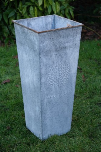 Large zinc square vase - large, garden