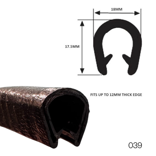 Black pvc edge trim 12mm - pvc,