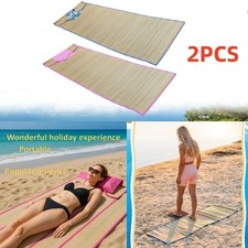 2Pc Straw Beach Mat Roll Up