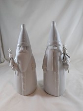 Glazed White Ceramic Santa & Snowman Ornament Vintage Christmas Decoration 19cm