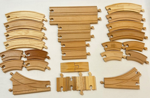 Wooden train track set - of, x30