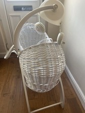 White Wicker Baby Moses Basket