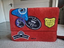 Replay  Red Suede Patch Shoulder Bag