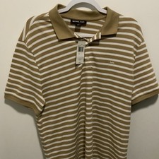 Michael Kors Men's Modern-Fit striped cotton polo shirt in a brown L $89 New