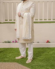 Cream sherwani, with a
