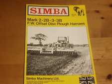 Simba  Mk2 2B 3 & 3B offset disc harrows tractor sales brochure leaflet 1980s