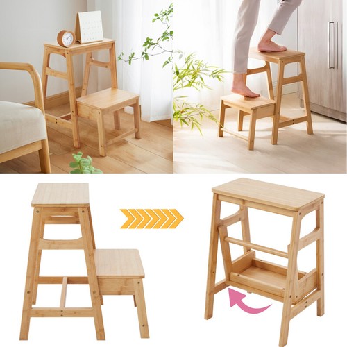 Portable bamboo step ladder - bamboo, 2
