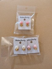 Clip On Earrings Pack Of 3 . Children's Or For Non Pierced Ears
