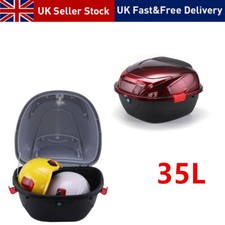 Red Universal 35L Motorcycle Motorbike Top Box LARGE Case Back Rear Luggage UK