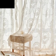 White Lace Sheer Tulle Curtain
