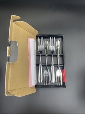 ALESSI Nuovo Milano Stainless Steel 4 Piece Pastry Fork Set, New, Boxed