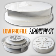 Wind Driven WHITE Van Roof Vent Rotating Low Profile Vehicle Fan 4x4 Air Rotary