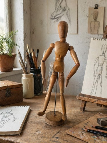 Vintage wooden artist - artist, lay