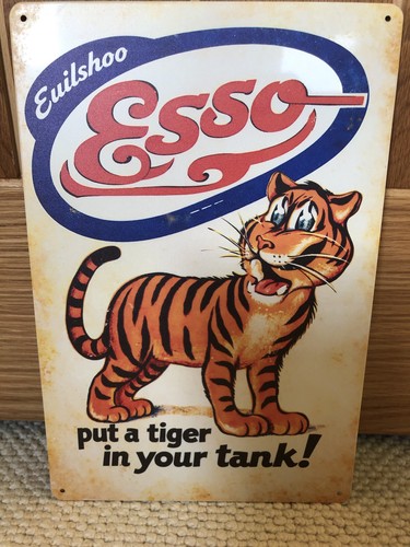 Retro style metal sign - metal, esso