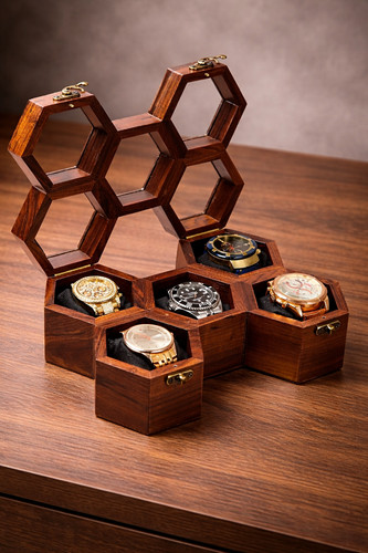 Dark rosewood slot watch box - slot,