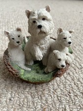 Country Artists West Highland White Terrier (Westie) In Basket With Puppies 3"